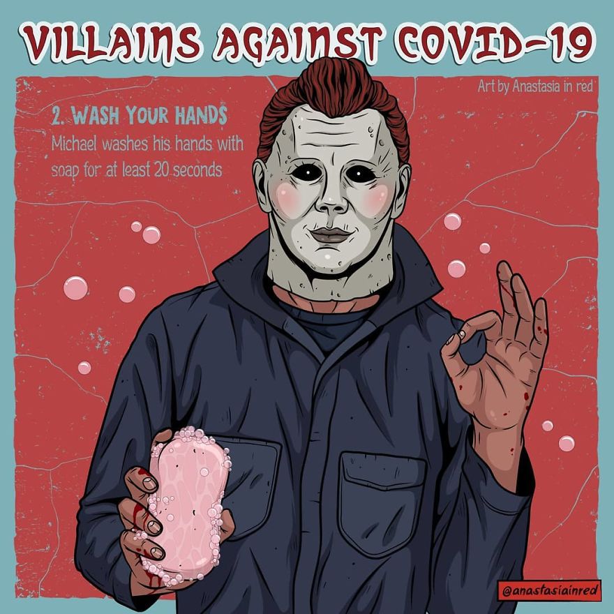 Artist Creates Humorous Illustrations Of Villains Giving Advice On The Fight Against COVID-19 (9 Pics)