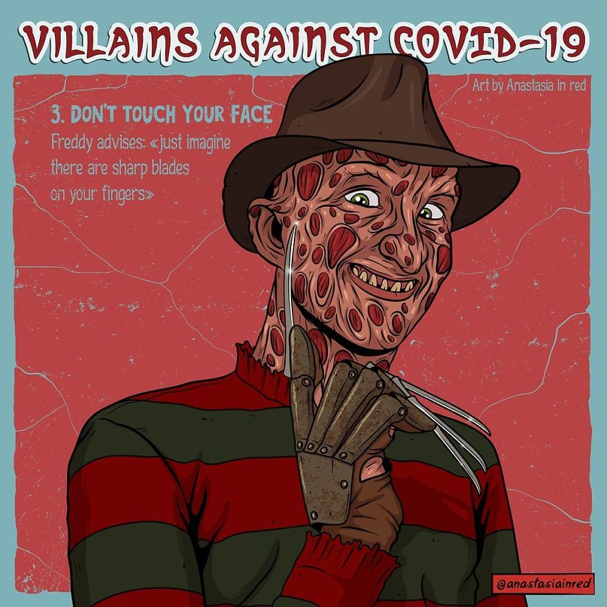 Artist Creates Humorous Illustrations Of Villains Giving Advice On The Fight Against COVID-19 (9 Pics)