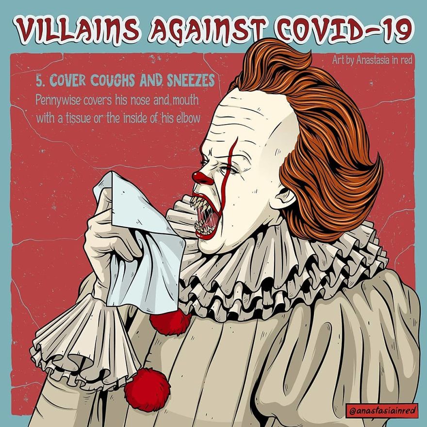 Artist Creates Humorous Illustrations Of Villains Giving Advice On The Fight Against COVID-19 (9 Pics) Artist Creates Humorous Illustrations Of Villains Giving Advice On The Fight Against COVID-19 (9 Pics)