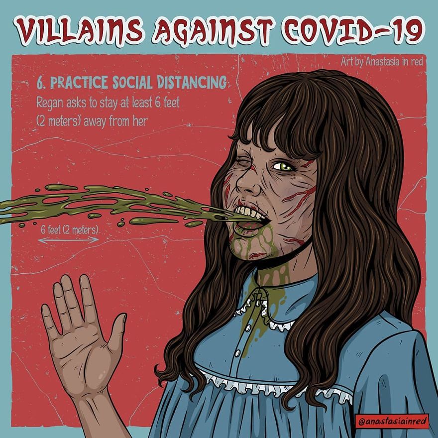 Artist Creates Humorous Illustrations Of Villains Giving Advice On The Fight Against COVID-19 (9 Pics)