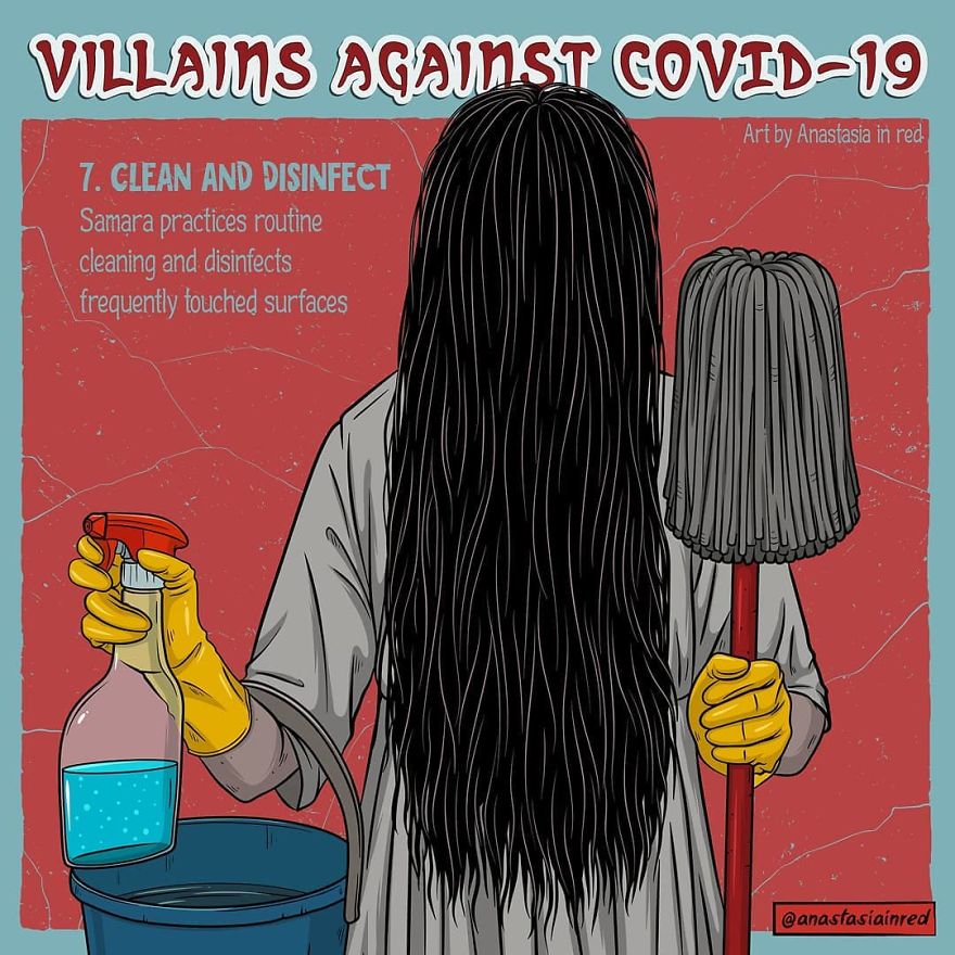 Artist Creates Humorous Illustrations Of Villains Giving Advice On The Fight Against COVID-19 (9 Pics)