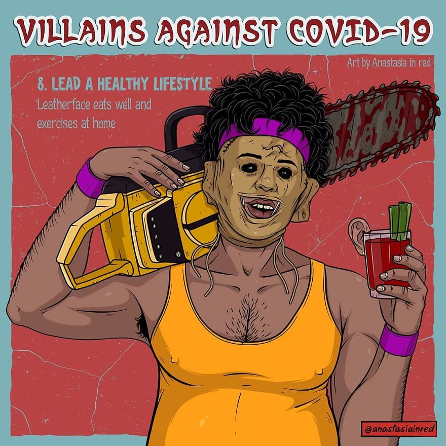 Artist Creates Humorous Illustrations Of Villains Giving Advice On The Fight Against COVID-19 (9 Pics)