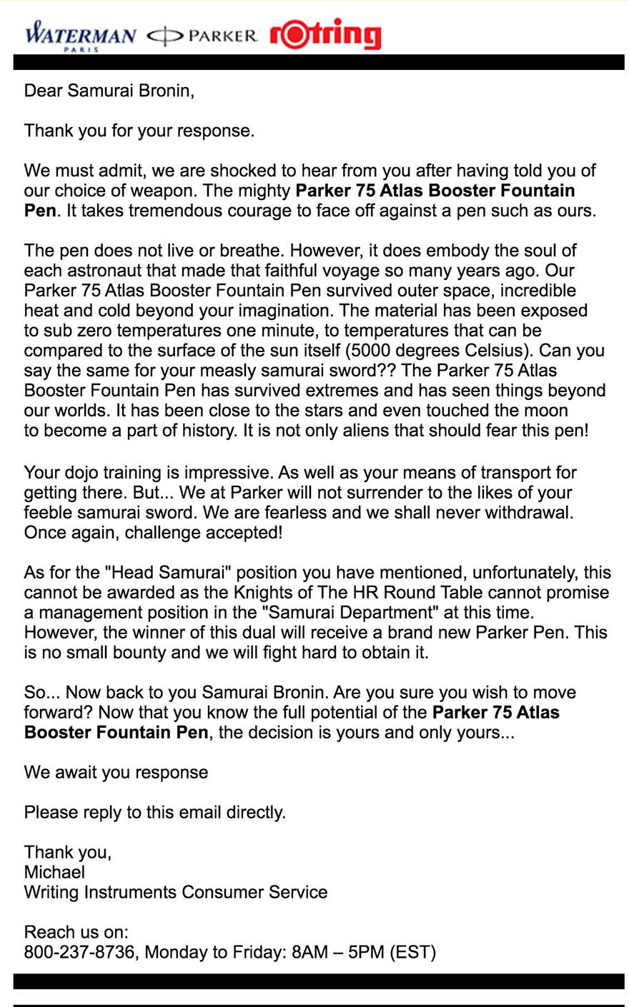 A Samurai Challenged A Pen Company To A Duel, To See If The Pen Is Truly Mightier Than The Sword. The Pen Company Accepted The Challenge!