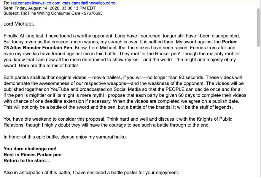 A Samurai Challenged A Pen Company To A Duel, To See If The Pen Is Truly Mightier Than The Sword. The Pen Company Accepted The Challenge!