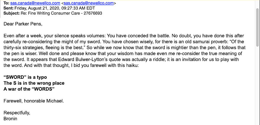 A Samurai Challenged A Pen Company To A Duel, To See If The Pen Is Truly Mightier Than The Sword. The Pen Company Accepted The Challenge!