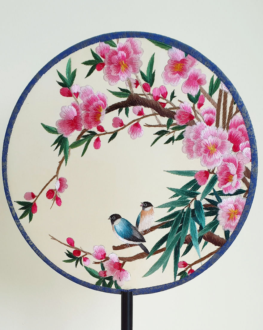 Magpies Perched On A Cherry Blossom Tree