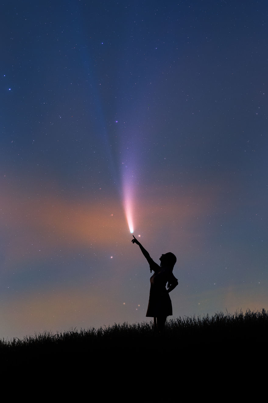 I Wanted To Capture My Fiancé During Our Pregnancy In My Night Sky Images, And I Finally Got The Chance During The Celestial Event Comet Neowise.