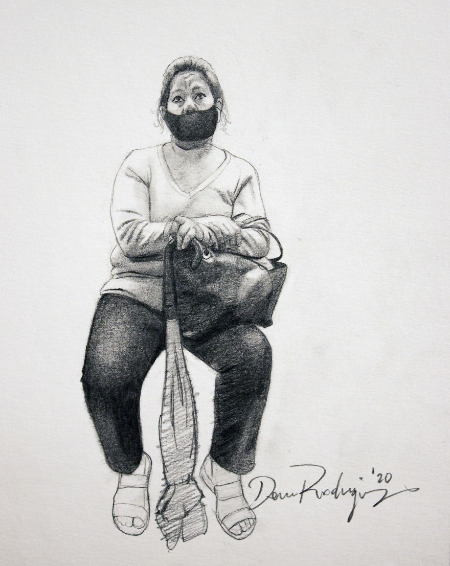 New Yorker Draws Sketches Of Masked Strangers On The Subway, Captures The Spirit Of The Times