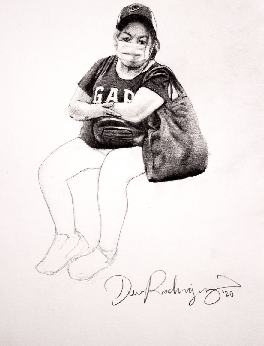 New Yorker Draws Sketches Of Masked Strangers On The Subway, Captures The Spirit Of The Times