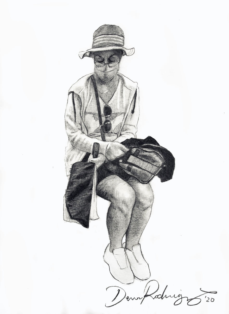 New Yorker Draws Sketches Of Masked Strangers On The Subway, Captures The Spirit Of The Times