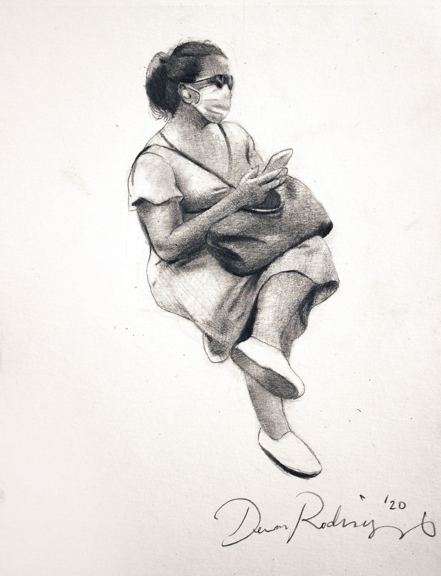 New Yorker Draws Sketches Of Masked Strangers On The Subway, Captures The Spirit Of The Times
