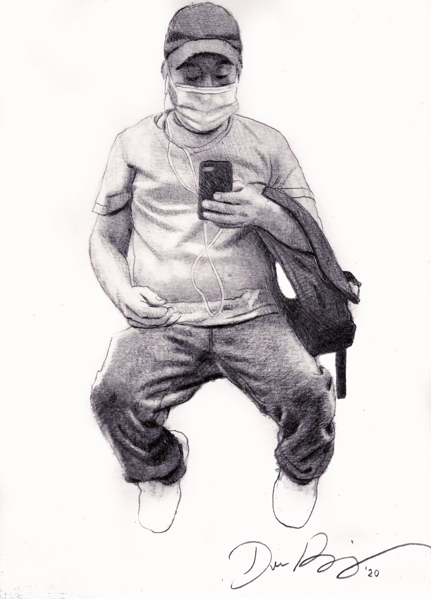 New Yorker Draws Sketches Of Masked Strangers On The Subway, Captures The Spirit Of The Times