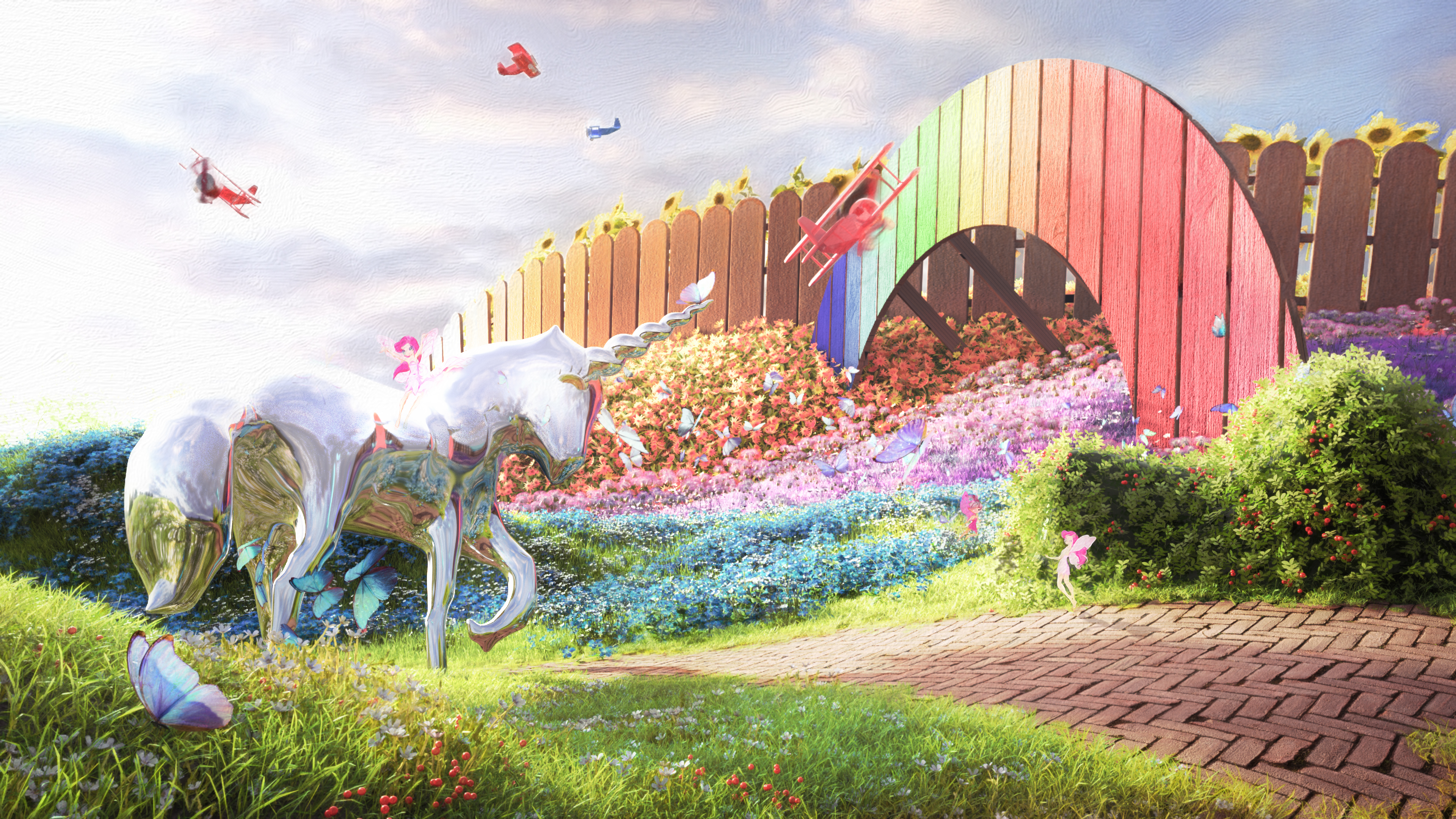 8 Kids Draw Their Own Version Of A Dream Garden, And 3D Artists Take It And Make It Real