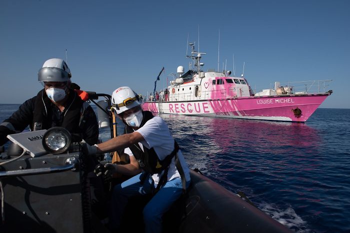 Banksy Sponsored Rescue Boat To Help Refugees Crossing The Mediterranean Banksy Sponsored Rescue Boat To Help Refugees Crossing The Mediterranean