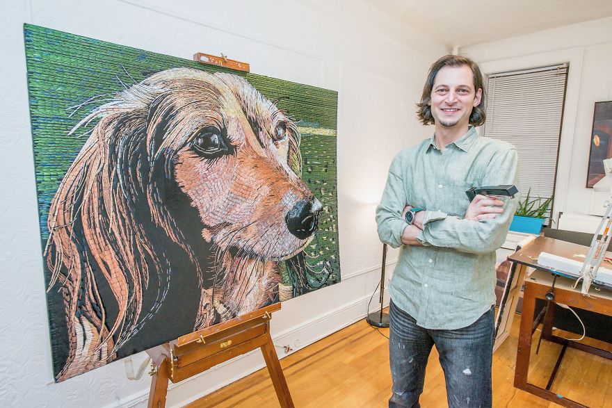 I Used 75,738 Staples To Create A Portrait Of The Family Dog.