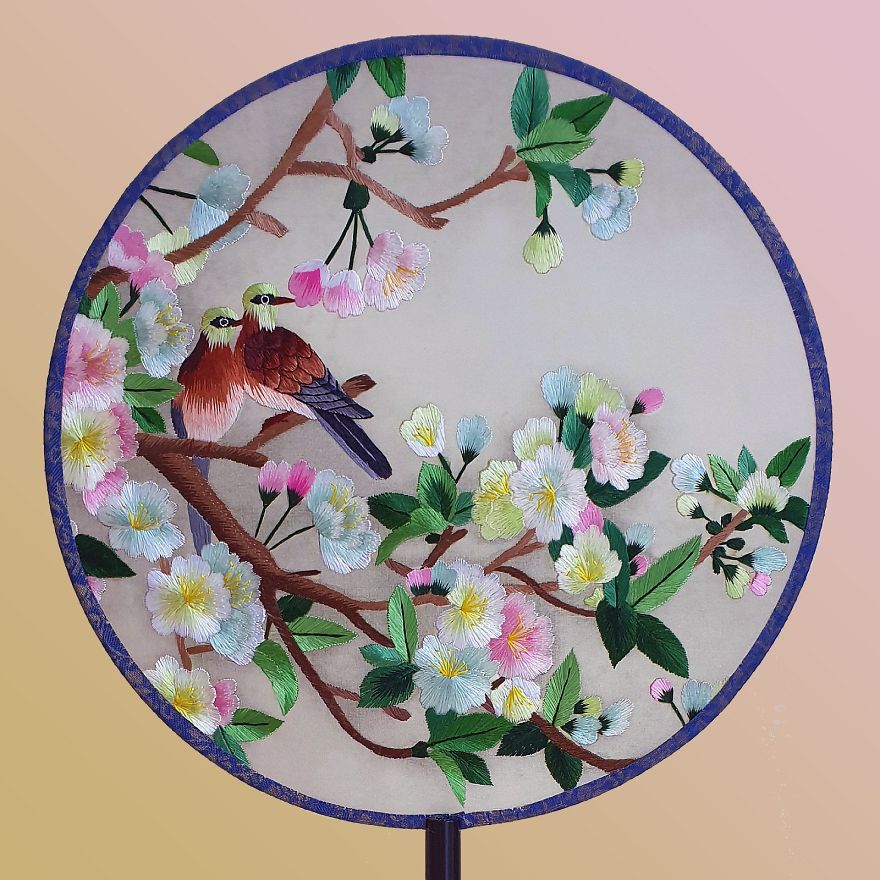 Magpies And Cherry Blossoms