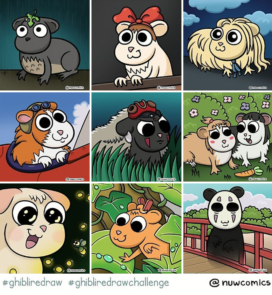 My Guinea Pig Was The Guinea Pig Of My Attempt At Redrawing 9 Studio Ghibli Characters