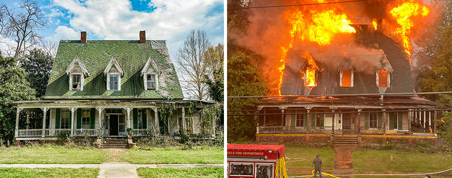 Our 13 Photos Of An Abandoned Georgian House That Was Renovated And Then Burnt By Lightning