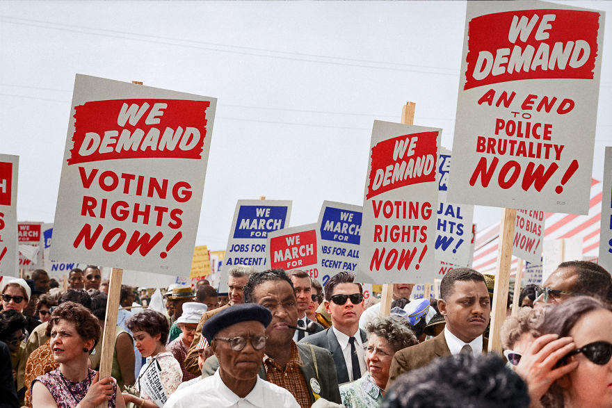 Marchers With Signs At The March On Washington