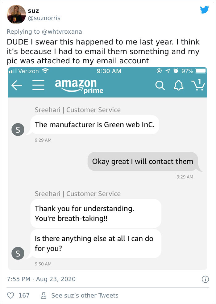 People Are Sharing Screenshots Of Amazon Employees Flirting With Them (14 Pics)