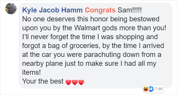 Walmart Congratulates Their Cashier Of The Week And People Start Sharing Hilarious Stories About Her Walmart Congratulates Their Cashier Of The Week And People Start Sharing Hilarious Stories About Her