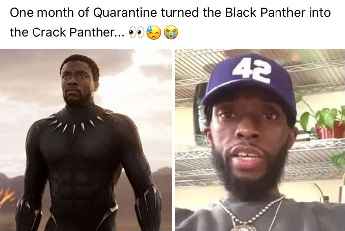 "Two images: Chadwick Boseman as Black Panther; Boseman in casual wear, visibly thinner with a baseball cap." "Two images: Chadwick Boseman as Black Panther; Boseman in casual wear, visibly thinner with a baseball cap."