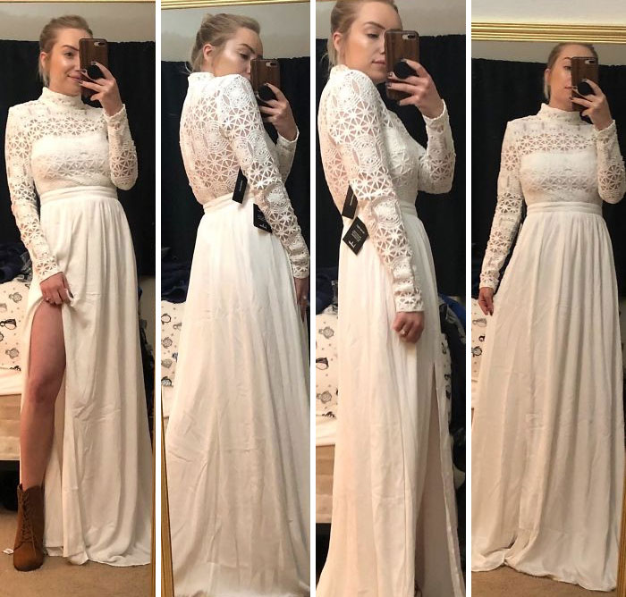 This Is From Lulus! “In Dreams White Long Sleeve Lace Maxi Dress”. It Was $82!!!!