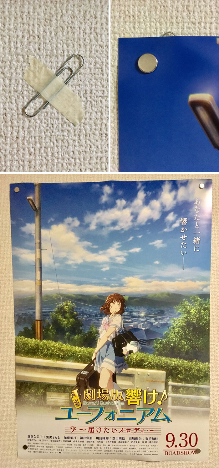 If You Want To Attach A Poster To The Wall And Not Ruin The Wallpaper With Push Pins, Just Use A Paper Clip And A Small Magnet
