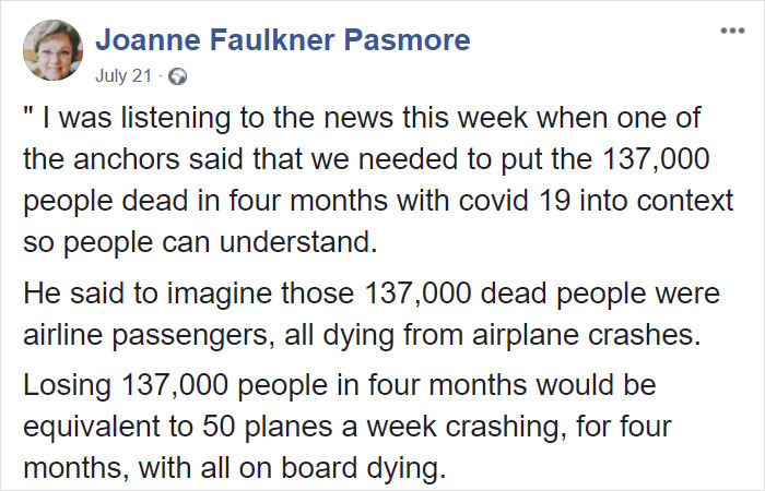 Viral Plane Analogy Explains Just How Bad The Coronavirus Situation In The USA Really Is Viral Plane Analogy Explains Just How Bad The Coronavirus Situation In The USA Really Is