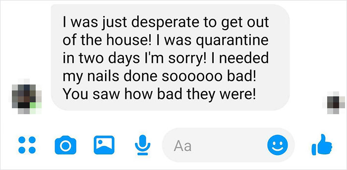 Woman Infected With Coronavirus Breaks Quarantine For Manicure Because She Needs Her Nails Done "Soooooo Bad" Woman Infected With Coronavirus Breaks Quarantine For Manicure Because She Needs Her Nails Done "Soooooo Bad"