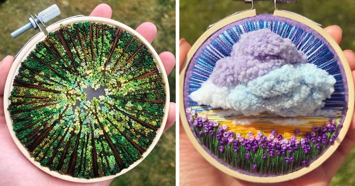 Artist Combines Her Love Of Color And Embroidery To Hand-Stitch Beautiful Landscapes (30 Pics)