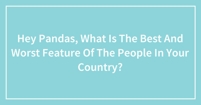 Hey Pandas, What Is The Best And Worst Feature Of The People In Your Country? (Closed)