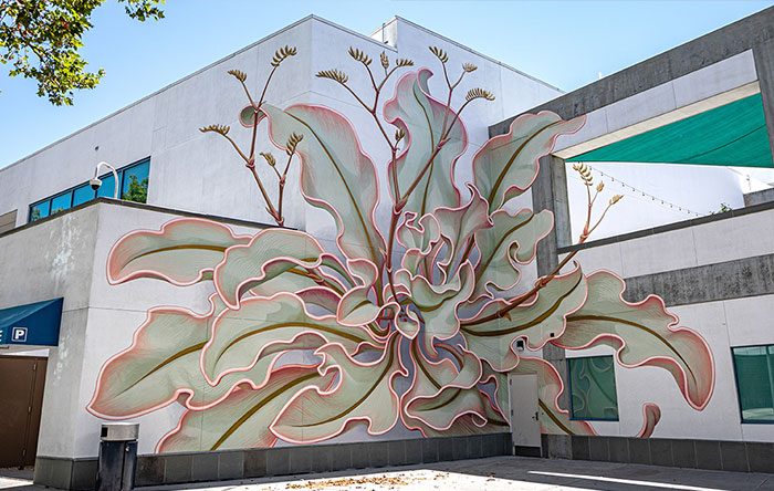 Artist Paints A Mesmerizing Flower Mural That Spreads Over 6 Surfaces