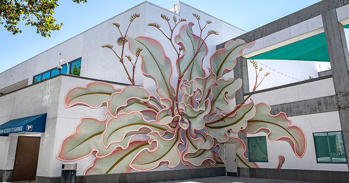 Artist Paints A Mesmerizing Flower Mural That Spreads Over 6 Surfaces