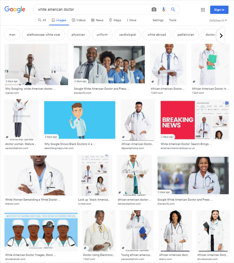 Twitter User Finds Out That Googling “White American Doctor” Results In Photos Of African Americans, Turns Out There's An Explanation For This Twitter User Finds Out That Googling “White American Doctor” Results In Photos Of African Americans, Turns Out There's An Explanation For This
