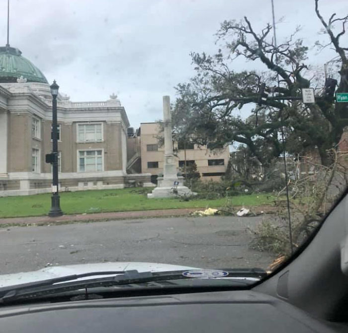 People Have Been Protesting This Confederate Statue For Months, Hurricane Laura Brought It Down In Seconds