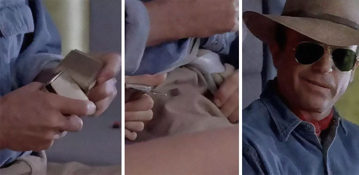 Grant Fashioning A Functioning Seat-Belt With Only Two Latches And No Latch Plate Foreshadows A Later Scene Where The Dinosaurs Are Suddenly Able To Breed, Despite That They Were All Originally Female