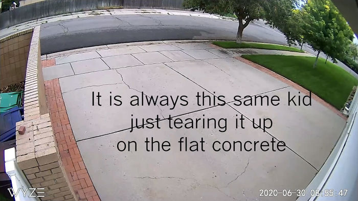 Guy&rsquo;s Security Cam Catches Neighbor Kid Tearing It Up On His Driveway, He Decides To Do Something About It