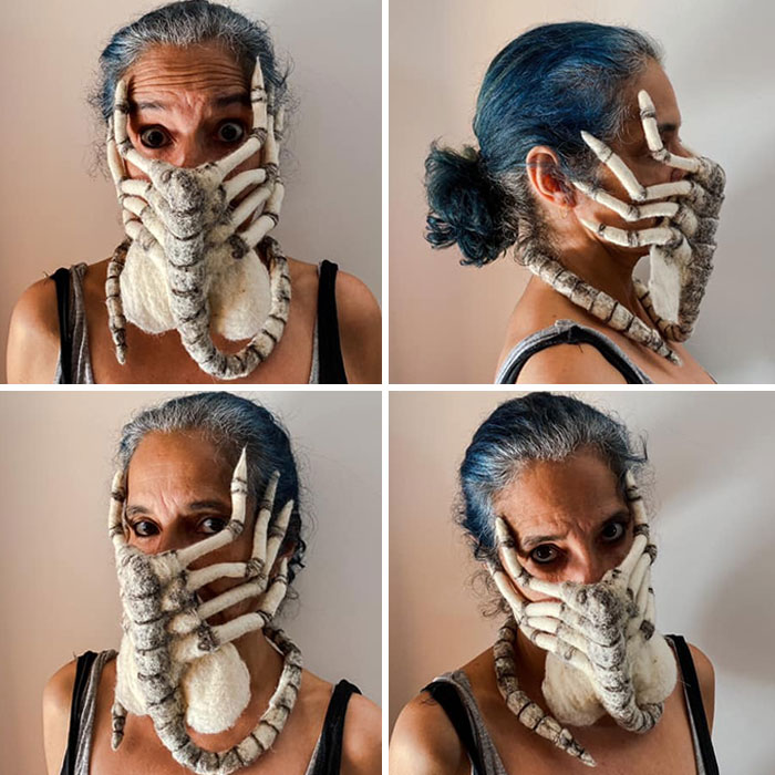 To Protect Himself From The Coronavirus, Artist Crafts A 59-Piece Leather Mask In The Shape Of A Facehugger To Protect Himself From The Coronavirus, Artist Crafts A 59-Piece Leather Mask In The Shape Of A Facehugger