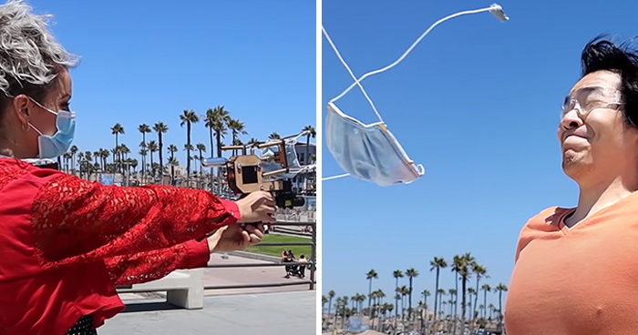 ‘American Solution To An American Problem’: Guy Constructs A Gun That Shoots Masks Onto People’s Faces