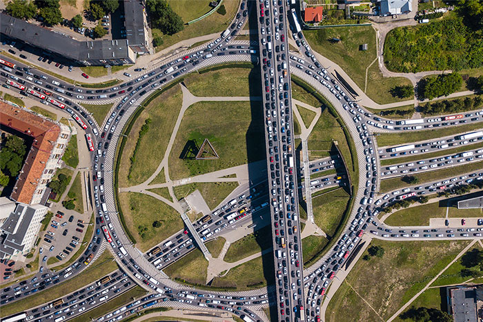 I Edit Drone Photographs To Make It Look Like My City Has A Lot Of Traffic (14 Pics)