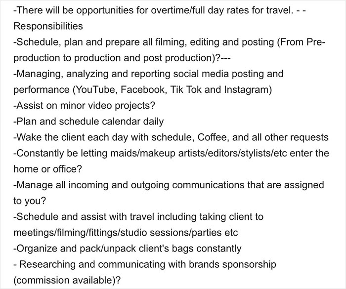 People Are Roasting This Insane Personal Assistant Job Ad Posted By Famous LA Influencer