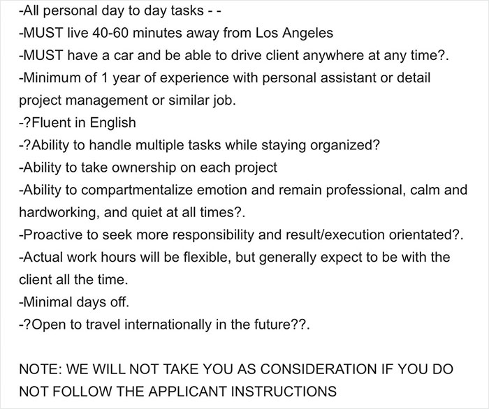 People Are Roasting This Insane Personal Assistant Job Ad Posted By Famous LA Influencer