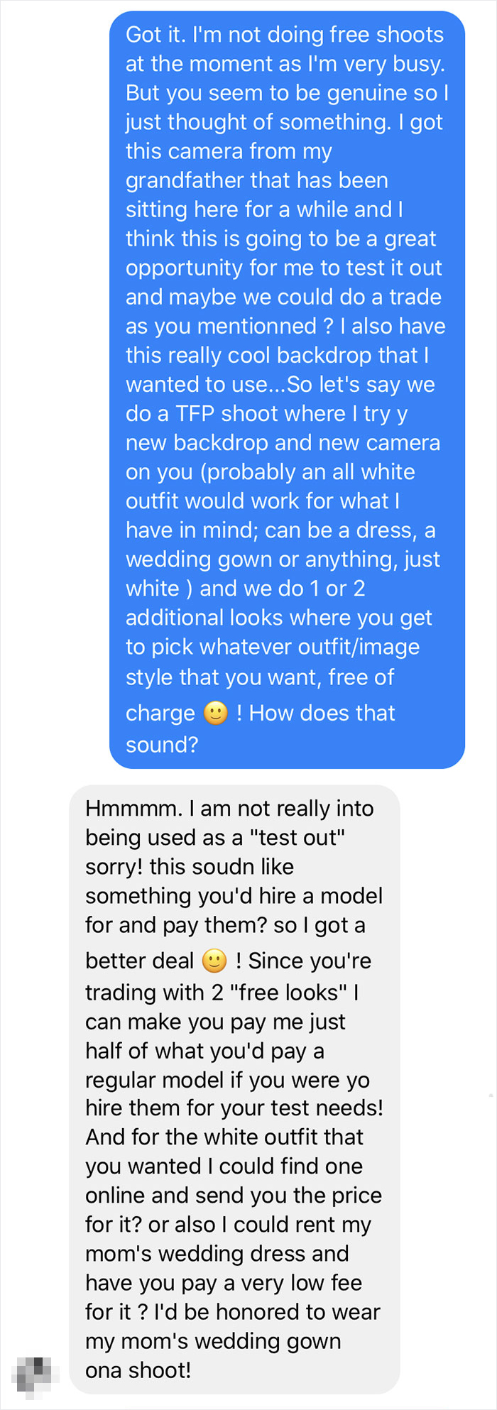 Model Haggles For A Free Photoshoot, Photographer Agrees, But This Choosing Beggar Decides It's Not Enough