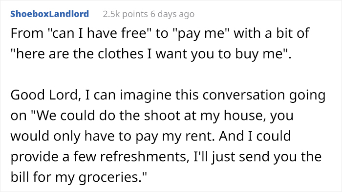 Model Haggles For A Free Photoshoot, Photographer Agrees, But This Choosing Beggar Decides It's Not Enough