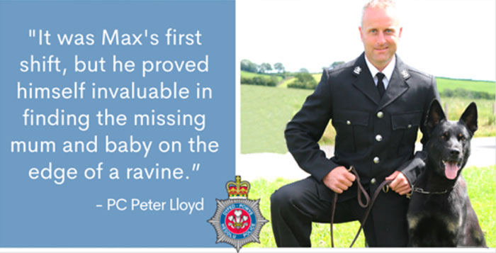 Police Dog Finds Missing Mother And Baby On His First Day At Work Police Dog Finds Missing Mother And Baby On His First Day At Work