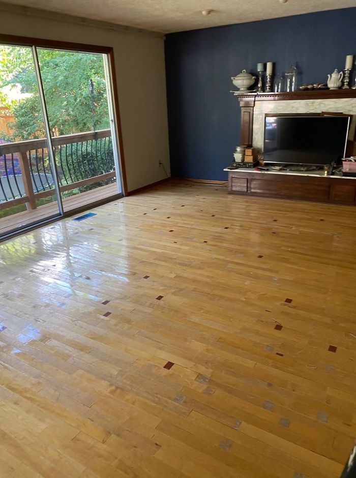 A Month Ago I Said To My Husband It Would Be Cool If We Used Old Gym Flooring In Our House Since I Am A Principal And He Teaches Third Grade