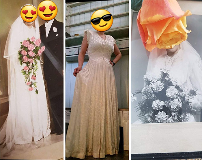 My Mother-In-Law And I Was Cleaning Out When She Moved, And Found This Amazing Weddingdress That Her Mother (My Husbands Grandmother) Used At Her Wedding. I Looked At It And Did Not Think It Would Fit At All. But Look! It Did! I'm Not Sure When They Got Married, But I Will Ask Her Tomorrow. Love These Treasures!
