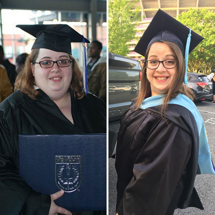 This Is A 9 Year Difference. 1st Pic Was In 2010 And 130 Lbs Heavier. Gained A Master's And Transformed In Many Ways