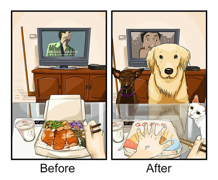 Life-Before-After-Pets- Illustrations-Mai-John